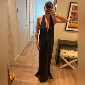 NWOT Antonio Melani Black Linen Halter Maxi Dress Size M